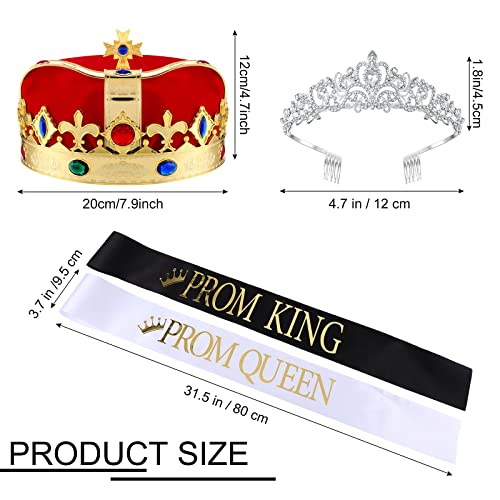Saintrygo Prom Queen and King Sash Crowns Tiara 2025 Grad Crown Sash Headbands for Adult Halloween Wedding Cosplay(4 Pcs,Vintage Style) - Image 2