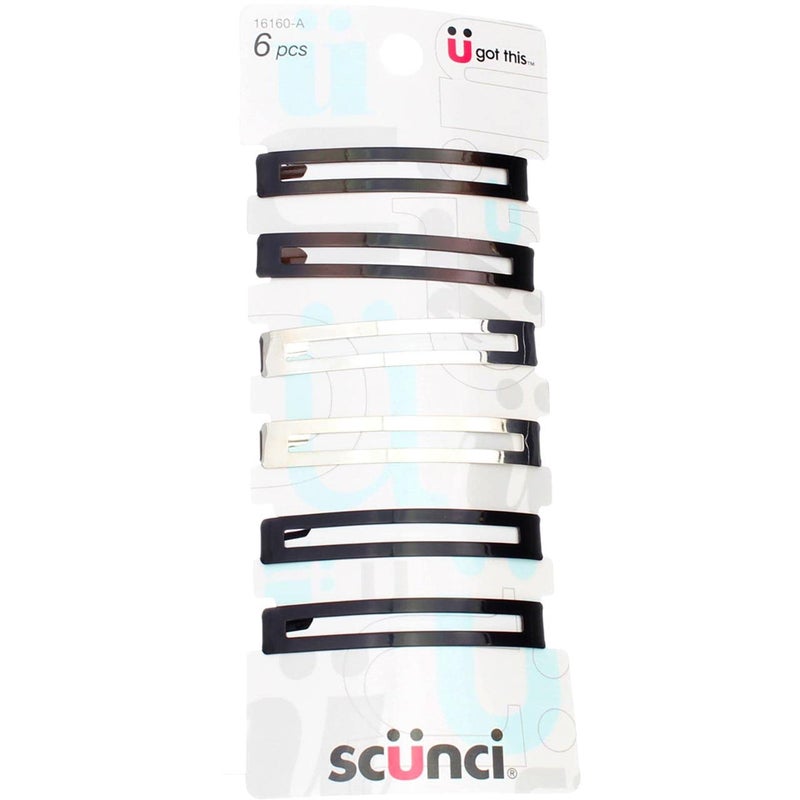 Scunci Effortless Beauty - Open Center Metal Barrettes, Assorted Colors (6 Count) - Image 1