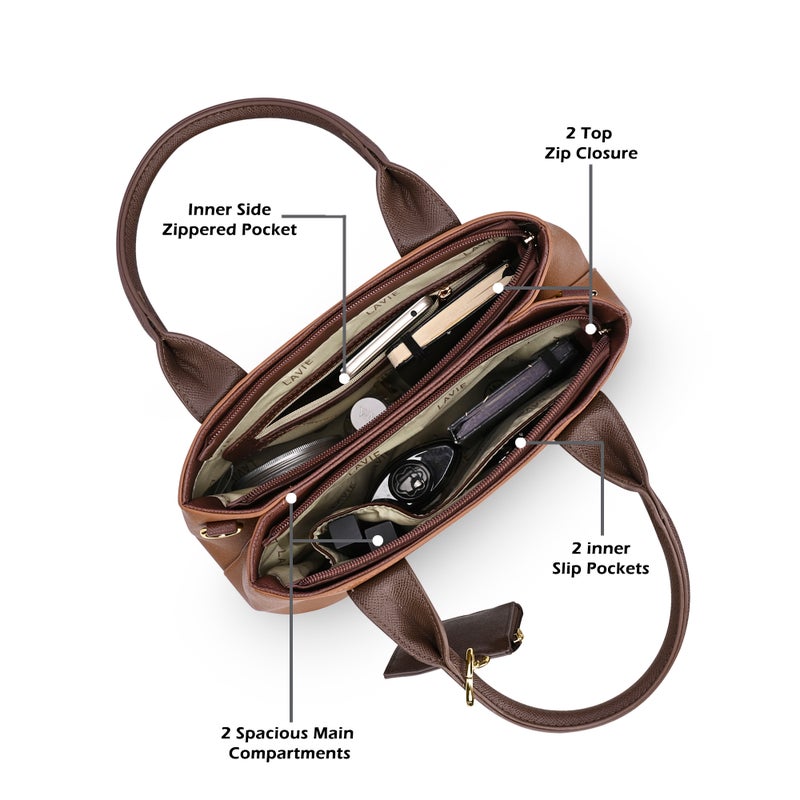 Lavie Luxe Women's Duo Rumba Satchel (Tan) - Image 3