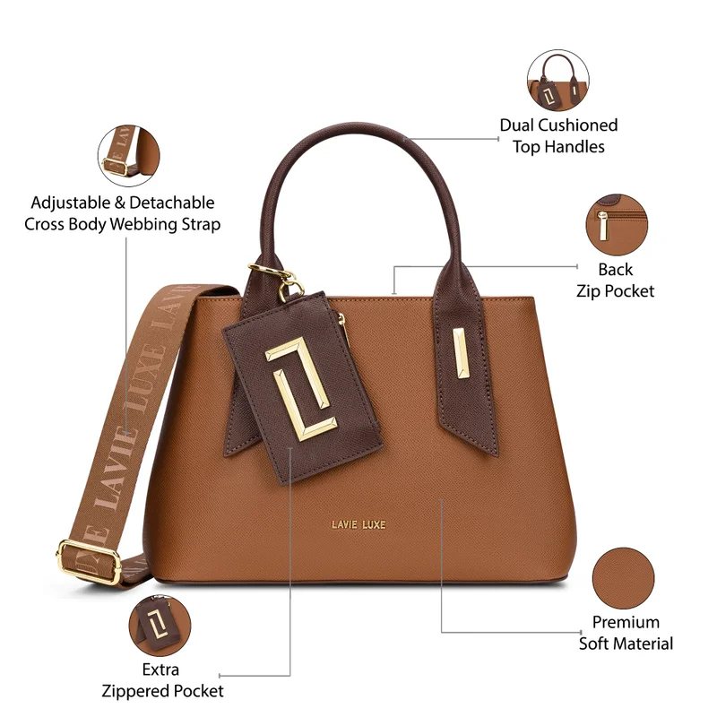 Lavie  Luxe Women's Duo Rumba Satchel (Tan) for Women | Best Price UAE