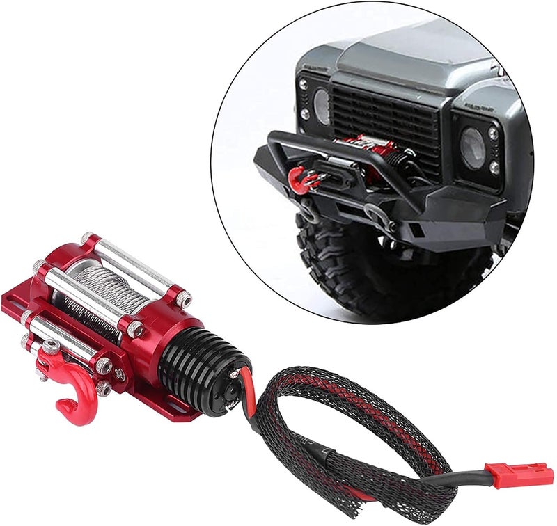 klarako RC Winch, 1/10 Scale Electric RC Model Vehicle Crawler Winch Metal Car Simulation Motor Winch Accessory with Remote Controller - Image 3