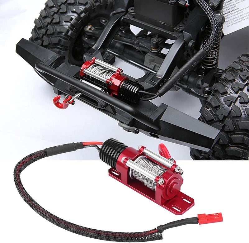 klarako RC Winch, 1/10 Scale Electric RC Model Vehicle Crawler Winch Metal Car Simulation Motor Winch Accessory with Remote Controller - Image 4