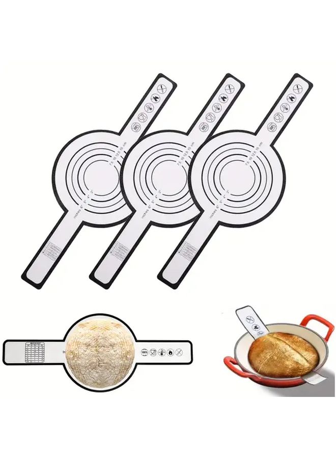 3pcs Black Silicone Bread Hanging Mat with Long Handle Non Stick Reusable Heat Resistant Baking Pad - Image 1