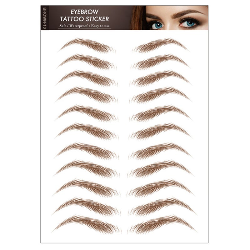 6D Eyebrow Tattoos Stickers Eyebrow Water Transfers Stickers Hair-Like Waterproof Eyebrow Stickers for Brow Grooming Shaping Assorted Styles for Women & Girls - Image 1