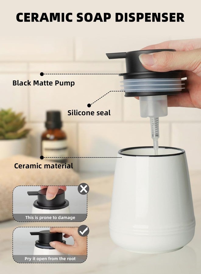 ONTUBE Ceramic Soap Dispenser, 13 oz Refillable Liquid Hand Wash Soap Dispenser, Lotion Hand Pump Dish Bottle for Bathroom and Kitchen (Foam Dispenser White) - Image 5