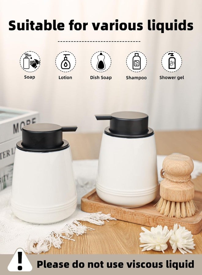 ONTUBE Ceramic Soap Dispenser, 13 oz Refillable Liquid Hand Wash Soap Dispenser, Lotion Hand Pump Dish Bottle for Bathroom and Kitchen (Foam Dispenser White) - Image 4