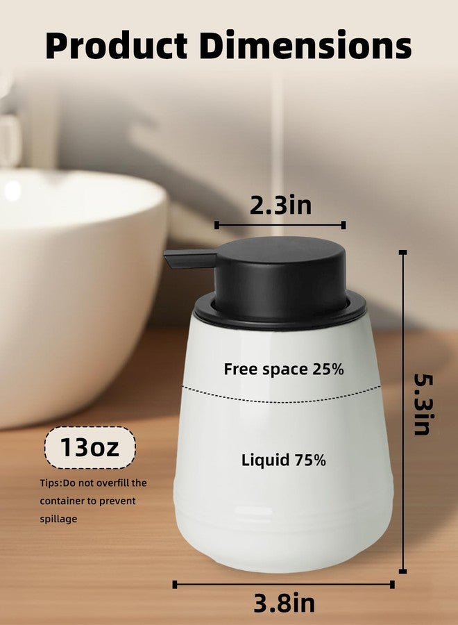 ONTUBE Ceramic Soap Dispenser, 13 oz Refillable Liquid Hand Wash Soap Dispenser, Lotion Hand Pump Dish Bottle for Bathroom and Kitchen (Foam Dispenser White) - Image 2