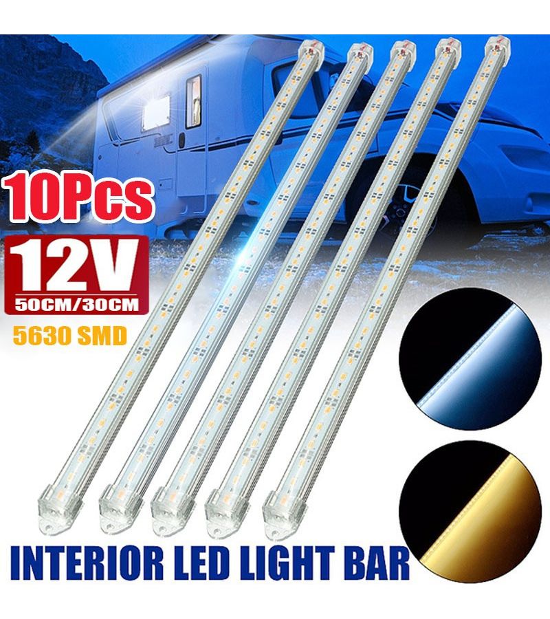 12 فولت 19.69 بوصة شريط إضاءة داخلي LED 5630SMD مع مفتاح لسيارة وشاحنة وفان وعربة تخييم وقارب وخزانة ومقطورة مغلقة ضيقة عبوة 10 قطع أبيض - Image 4