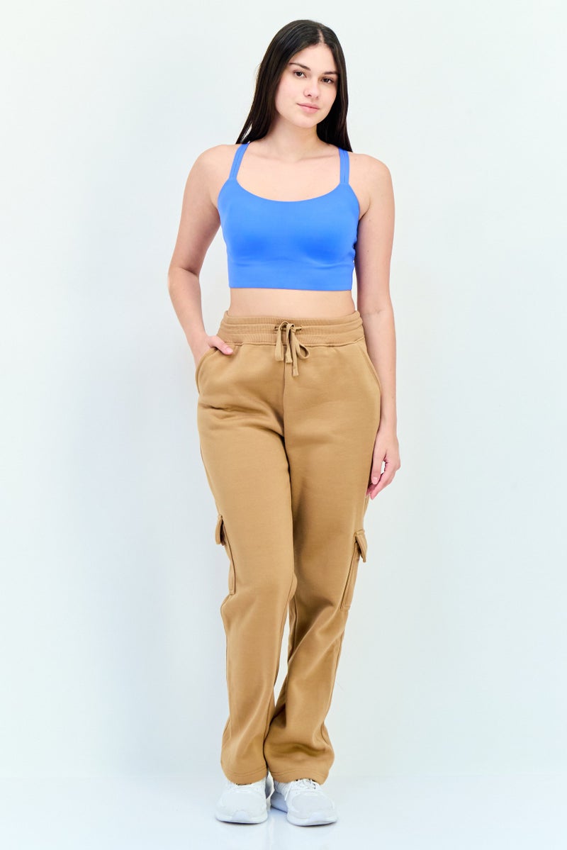 BSP سروال رياضي نسائي مناسب خارجي بجيب، تان - Image 3