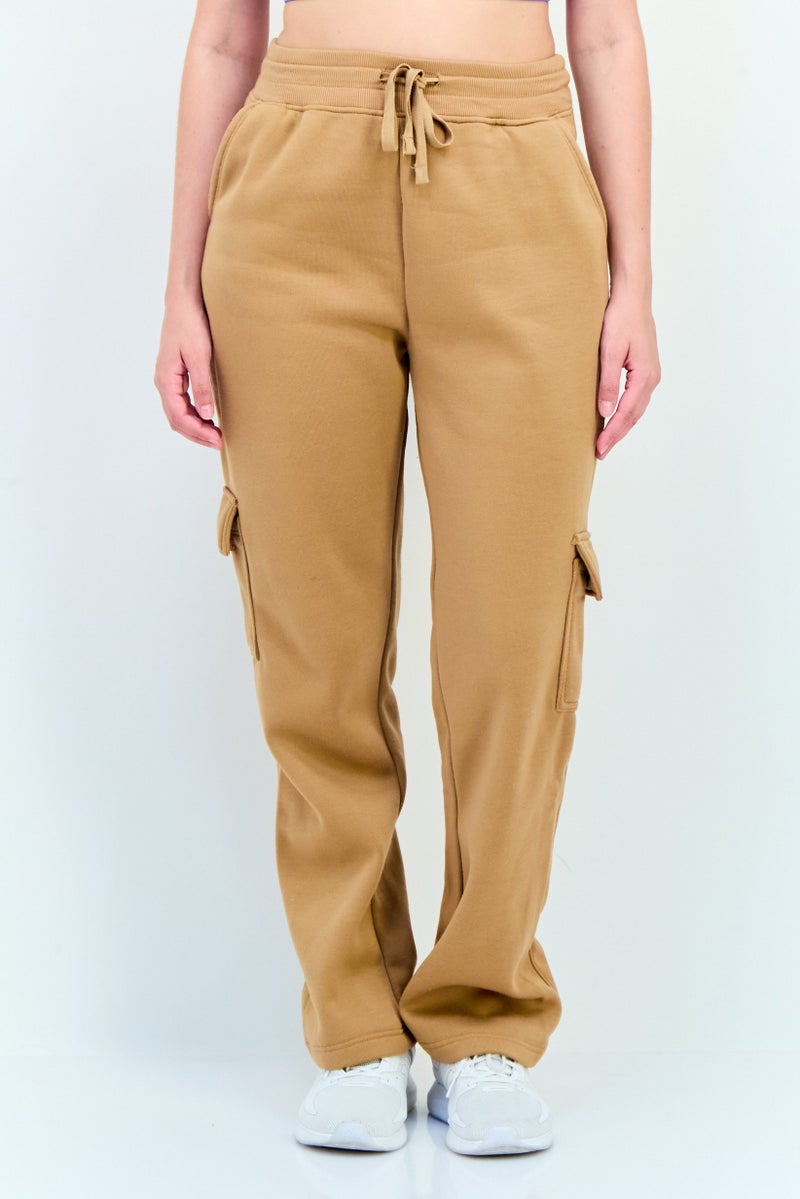 BSP سروال رياضي نسائي مناسب خارجي بجيب، تان - Image 1