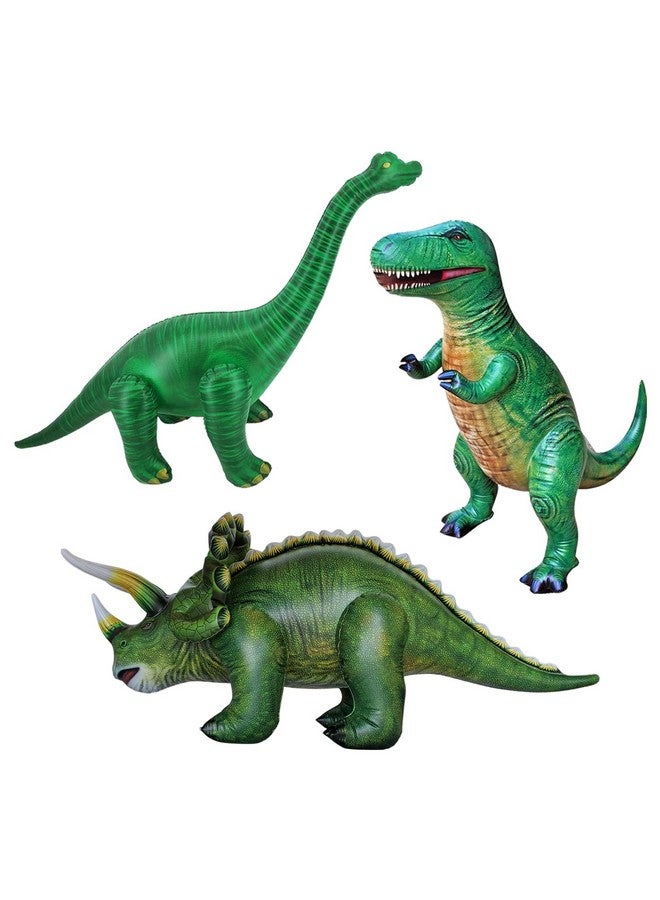 Jet Creations 3Pk T. Rex Brachiosaurus Triceratops Inflatable 37 48” Prehistoric Dinosaur Toys For Adults And Kids 3 Year And Up Blow Up Birthday Party Favors Decor Pool Gifts - Image 1