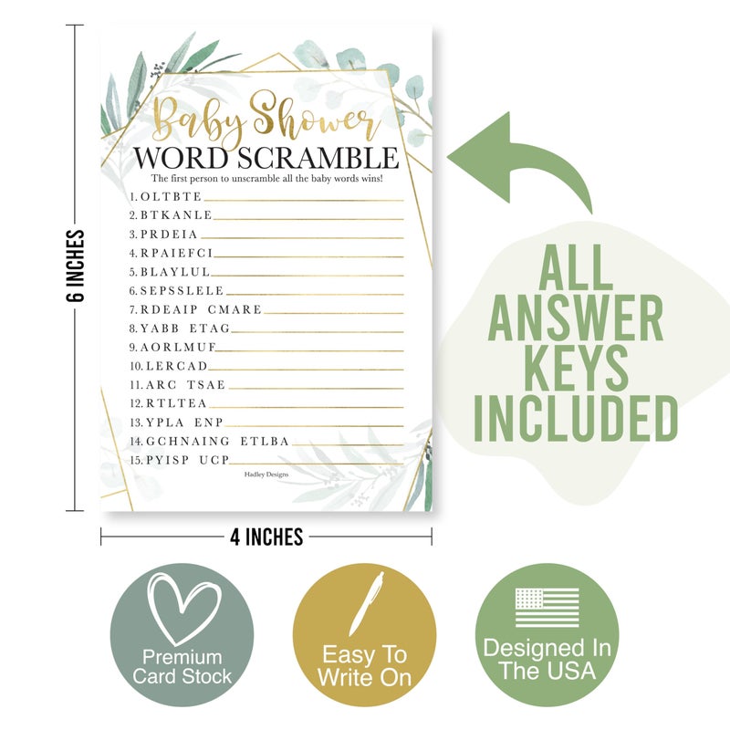 Hadley Designs Baby Shower Games For 40 Guests - Baby Predictions & Advice Cards For New Parents  Word Scramble  Who Knows Mommy Best  True Or False Babyshower Games Gender Neutral  Designed In Usa - Image 5