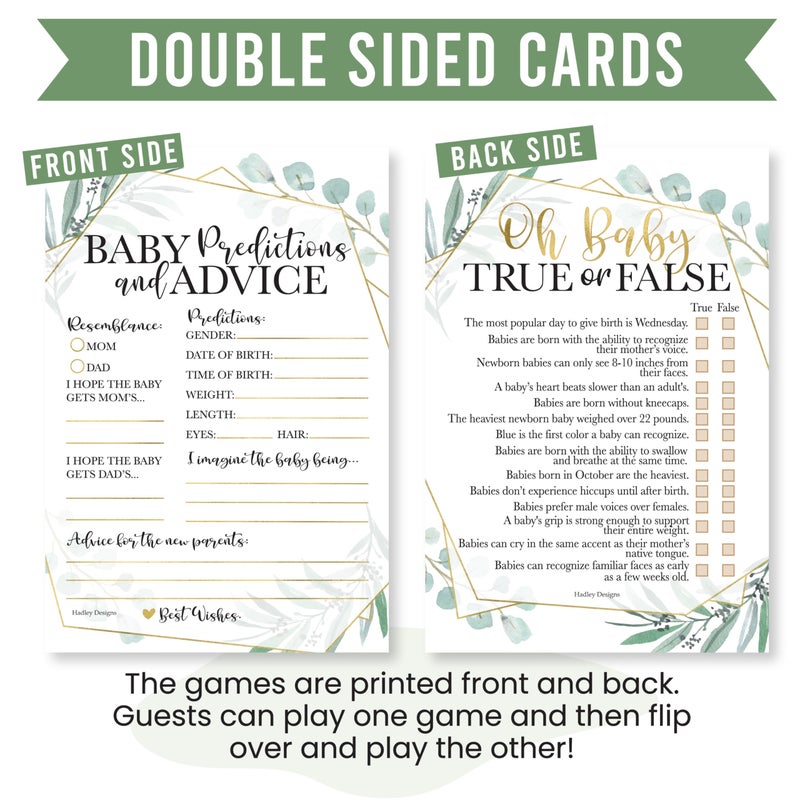 Hadley Designs Baby Shower Games For 40 Guests - Baby Predictions & Advice Cards For New Parents  Word Scramble  Who Knows Mommy Best  True Or False Babyshower Games Gender Neutral  Designed In Usa - Image 3