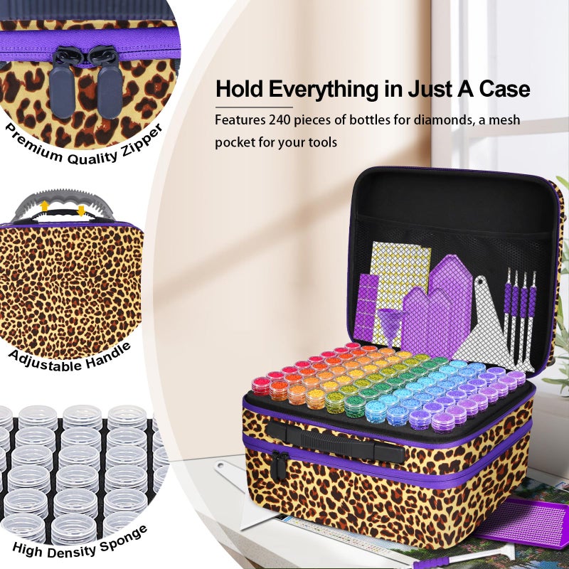 ZORETCO Diamond Painting Storage Containers,240 Slots Diamond Painting Accessories with Tools for Diamond Art Organizer Craft Jewelry Beads Storage Box - Image 2
