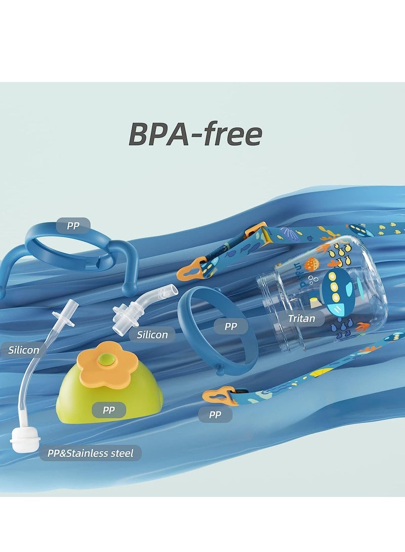 KASTWAVE Weighted Straw Sippy Cup with Strap, Spill Proof Sippy Cups, Trainer Cup for Toddlers, Water Bottle for Baby 6 Months with 2 Type of Spout, 10oz/300ml - Image 2