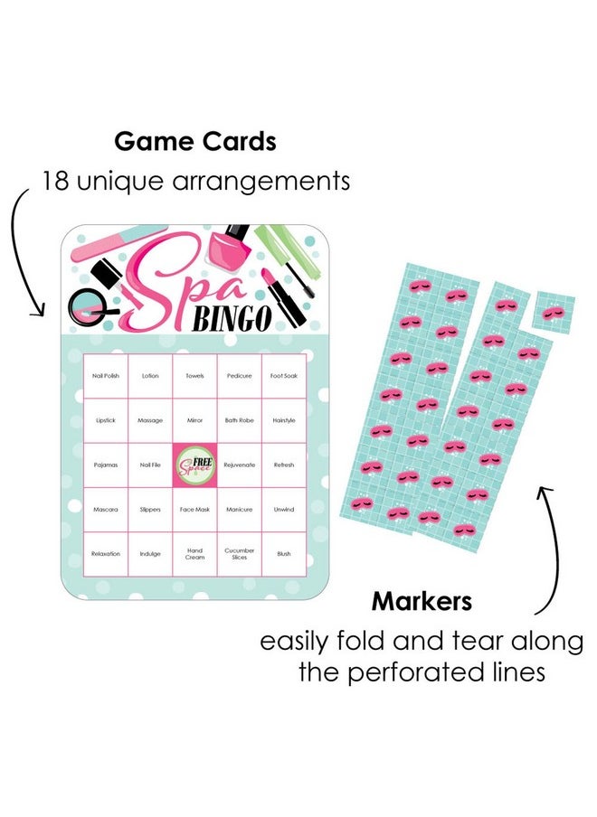 Big Dot of Happiness Big Dot of Happiness Spa Day - Bingo Cards and Markers - Girls Makeup Party Bingo Game - Set of 18  - Image 2