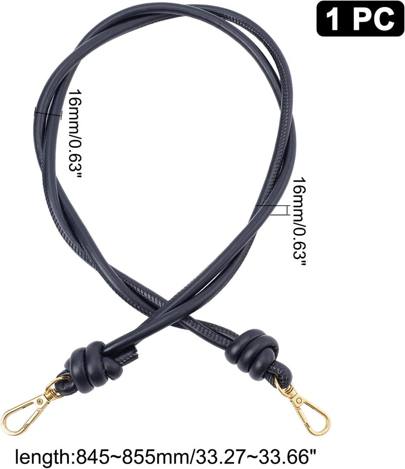 cheekyglo Leather Bag Handle Replacement, 33 Inch Black PU Leather Purse Short Handle Handbag Strap Handbag Handle Shoulder Bag Strap with Swivel Clasp Bag Repair Accessories - Image 4