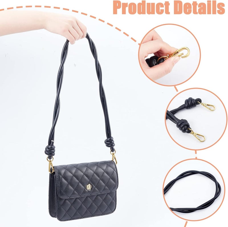 cheekyglo Leather Bag Handle Replacement, 33 Inch Black PU Leather Purse Short Handle Handbag Strap Handbag Handle Shoulder Bag Strap with Swivel Clasp Bag Repair Accessories - Image 5