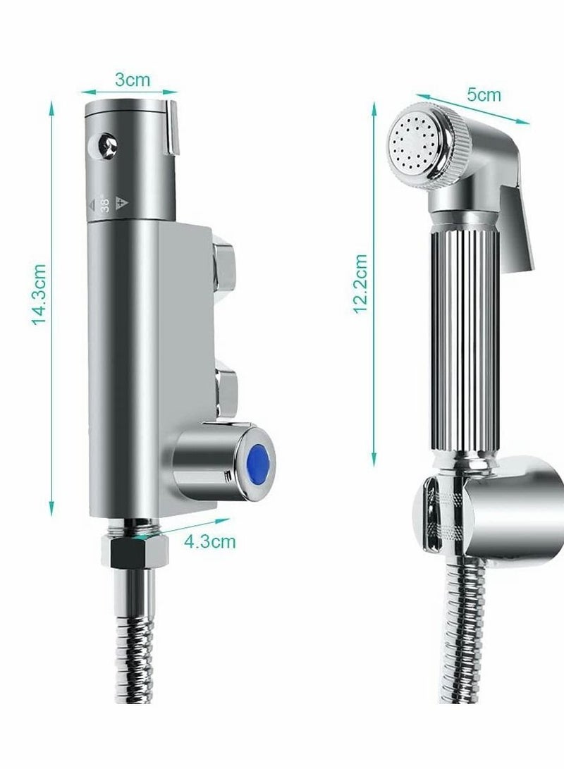 Toilet Bidet Douche Spray, Bathroom Solid Brass Thermostatic Kit, Handheld Spray Shower Kit Sprayer for hot and Cold Water with Hose - Image 2