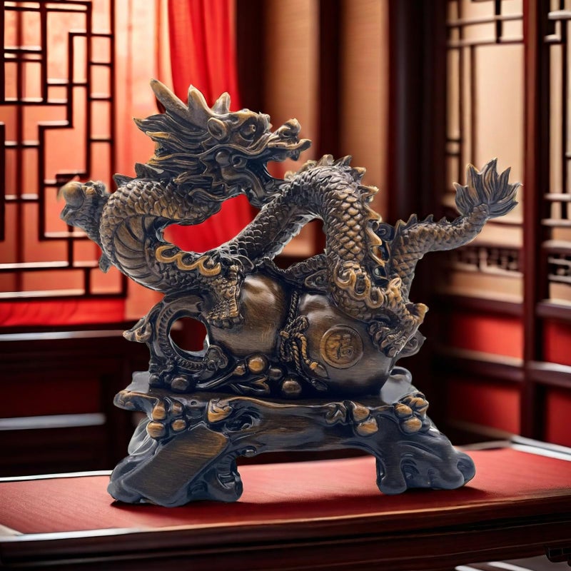FUNSXBUG Chinese Feng Shui Dragon Statue Sculpture Figurines Feng Shui Decor Home Office Desktop Decoration Good Lucky Gifts - Image 3