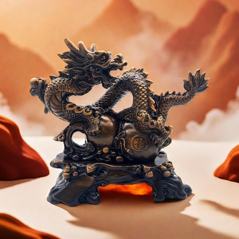 FUNSXBUG Chinese Feng Shui Dragon Statue Sculpture Figurines Feng Shui Decor Home Office Desktop Decoration Good Lucky Gifts - Image 5