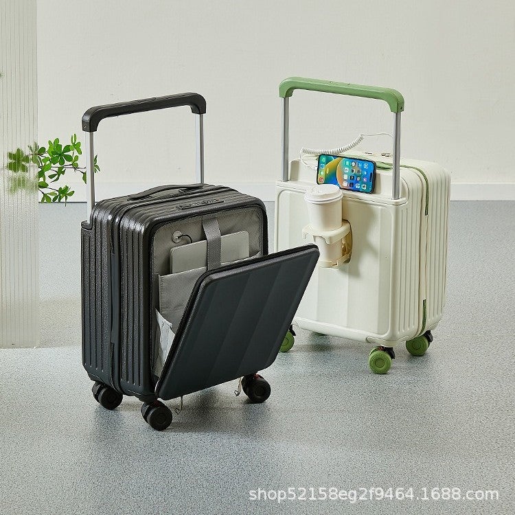 18-inch Carry-on Luggage with Front Opening, USB Charging Port and Cup Holder - Image 2