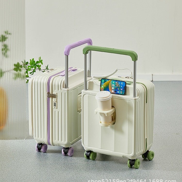 18-inch Carry-on Luggage with Front Opening, USB Charging Port and Cup Holder - Image 1