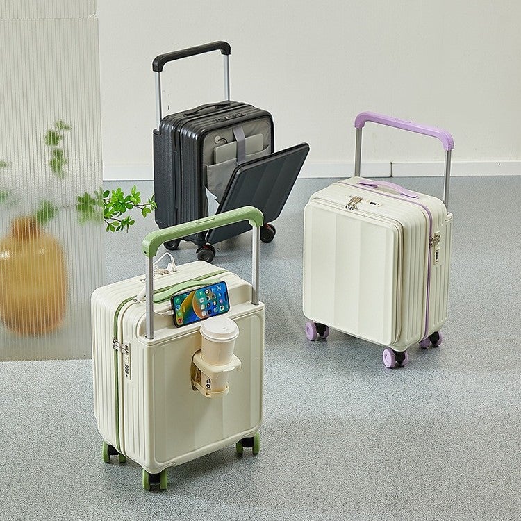 18-inch Carry-on Luggage with Front Opening, USB Charging Port and Cup Holder - Image 4