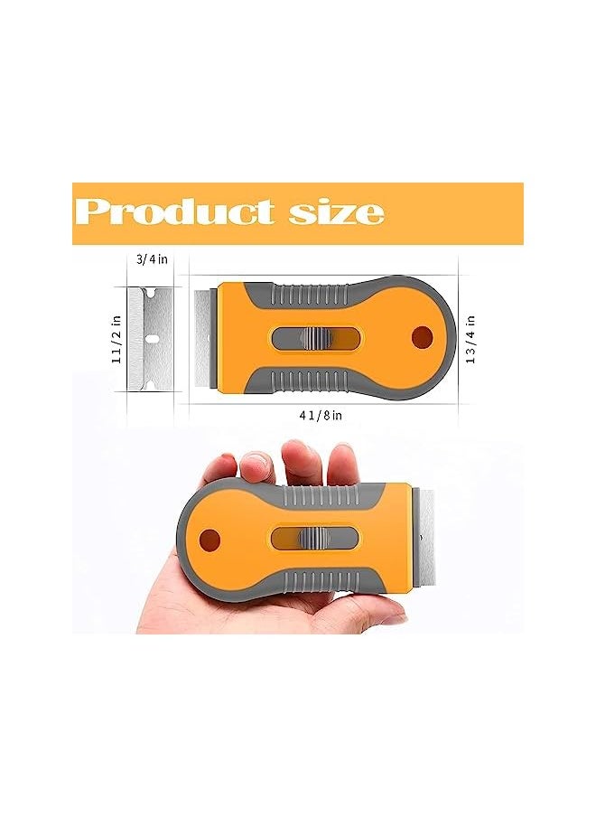 PROMASS promass Razor Blade Scraper,Glass&Ceramic Hob Scraper Knife Cleaner 1Pack Plastic Retractable Glass Scraper with 15 Pcs Extra Razor Blades, Windshield Sticker Remover for Windows Metal Vinyl Car Glue  - Image 2