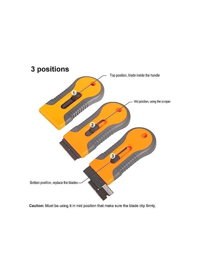 PROMASS promass Razor Blade Scraper,Glass&Ceramic Hob Scraper Knife Cleaner 1Pack Plastic Retractable Glass Scraper with 15 Pcs Extra Razor Blades, Windshield Sticker Remover for Windows Metal Vinyl Car Glue  - Image 5
