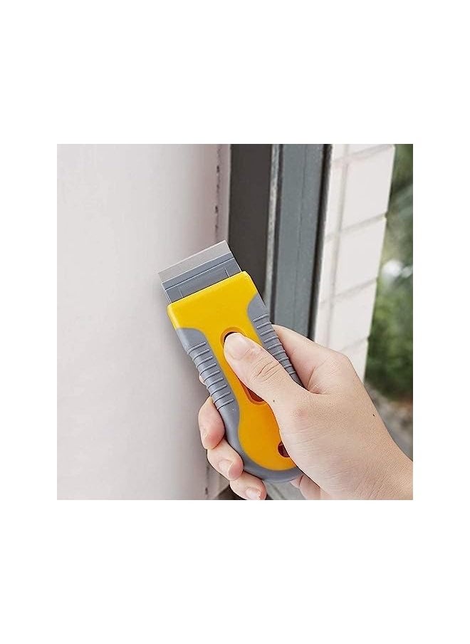 PROMASS promass Razor Blade Scraper,Glass&Ceramic Hob Scraper Knife Cleaner 1Pack Plastic Retractable Glass Scraper with 15 Pcs Extra Razor Blades, Windshield Sticker Remover for Windows Metal Vinyl Car Glue  - Image 3