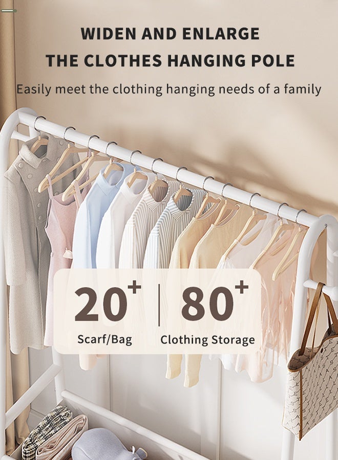 Clothes Rack, Clothing Garment Rack Clothes Organizer and Holder Metal Clothing Stand Hanging Clothes 1-Tier Storage Shelf for Boxes Shoes Boots Commercial Grade Multi-Purpose Entryway Shelving Unit for Home Office Bedroom,85x40x150cm