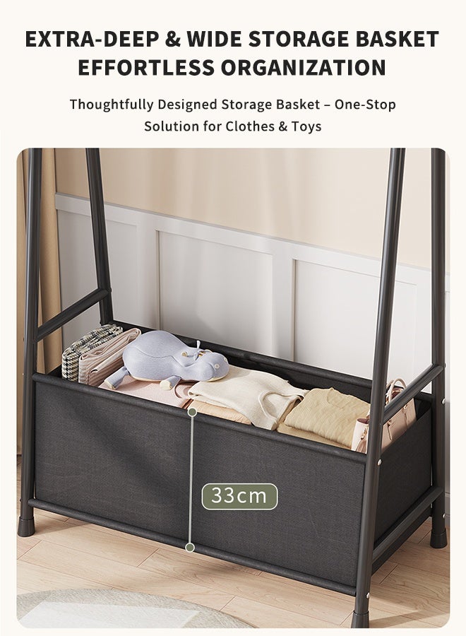 Clothes Rack, Clothing Garment Rack Clothes Organizer and Holder Metal Clothing Stand Hanging Clothes 1-Tier Storage Shelf for Boxes Shoes Boots Commercial Grade Multi-Purpose Entryway Shelving Unit for Home Office Bedroom,85x40x150cm