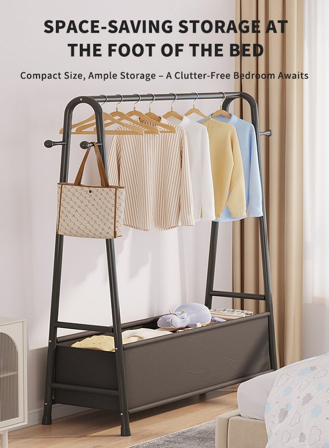 Clothes Rack, Clothing Garment Rack Clothes Organizer and Holder Metal Clothing Stand Hanging Clothes 1-Tier Storage Shelf for Boxes Shoes Boots Commercial Grade Multi-Purpose Entryway Shelving Unit for Home Office Bedroom,85x40x150cm