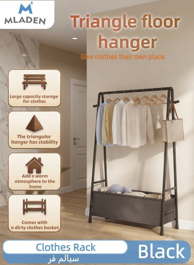 MLADEN Clothes Rack, 1-Tier Metal Garment Rack with Storage Shelf, Hanging Clothing Organizer for Home, Office, Bedroom, Entryway – 85×40×150cm, Commercial Grade（Black - Image 1