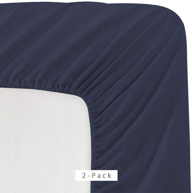 DESTINY CRESCENT BED Knit Jersey Micro Fiber 2 Twin XL Fitted Bed Sheets (2-Pack) Soft & Comfy - Twin XL  15"" Deep Pocket  39"" x 80"" Great for Dorm Room  Hospital and Split King Dual Adjustable Beds (Twin XL  Navy Blue) - Image 3