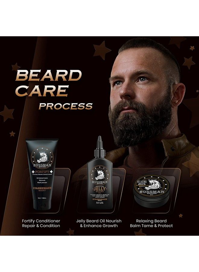 bossman Essentials Beard Kit For Men Beard Oil Jelly Fortifying Conditioner Cream Beard Balm Grooming Growth Care Accessories (Stagecoach) - Image 3