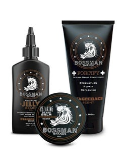 bossman Essentials Beard Kit For Men Beard Oil Jelly Fortifying Conditioner Cream Beard Balm Grooming Growth Care Accessories (Stagecoach)  - Image 2