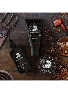 bossman Essentials Beard Kit For Men Beard Oil Jelly Fortifying Conditioner Cream Beard Balm Grooming Growth Care Accessories (Stagecoach)  - Image 5