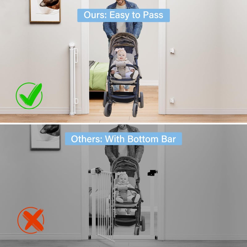 PRObebi Retractable Baby & Dog Gate - Extends to 72" Wide, 34" Tall, for Stairs, Doorways, Hallways & Outdoor Use - Image 2