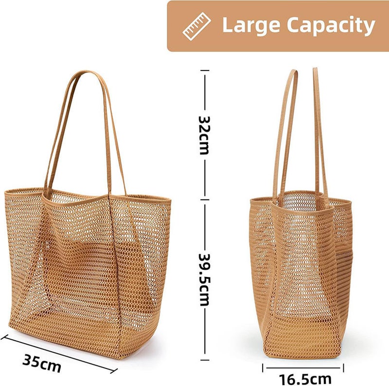Women's Foldable Mesh Beach Tote Bag - Image 2