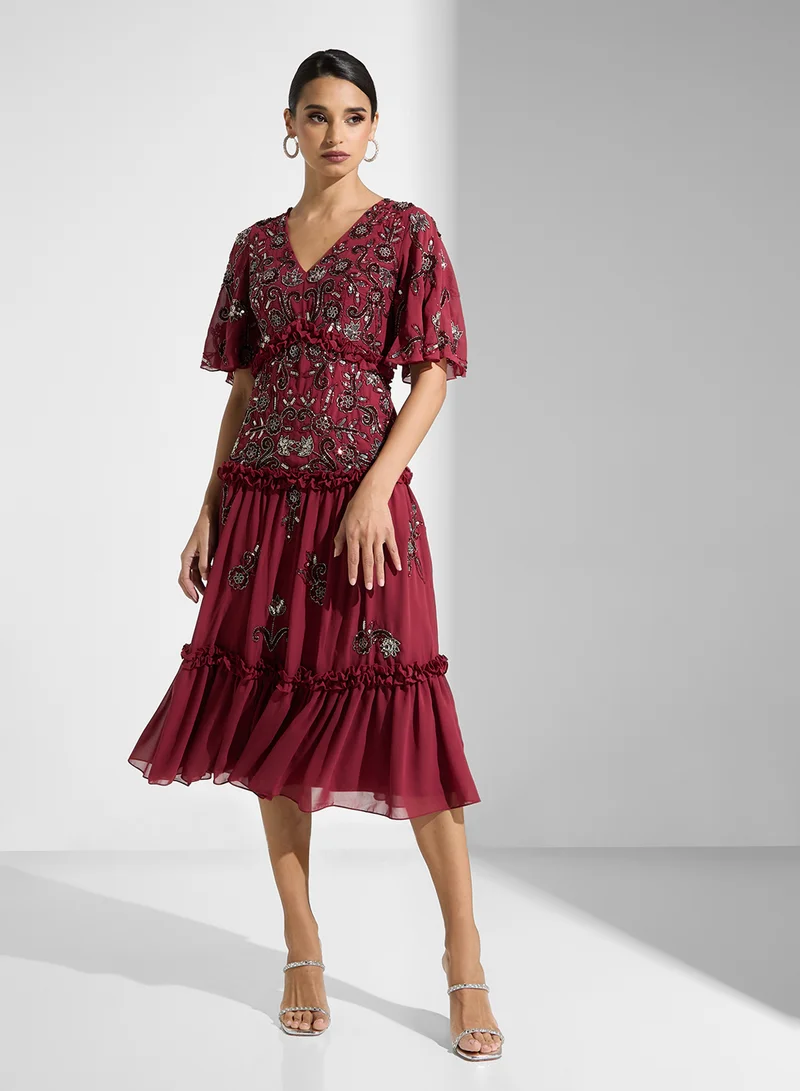 فروك اند فرل Embellished Ruffle Dress