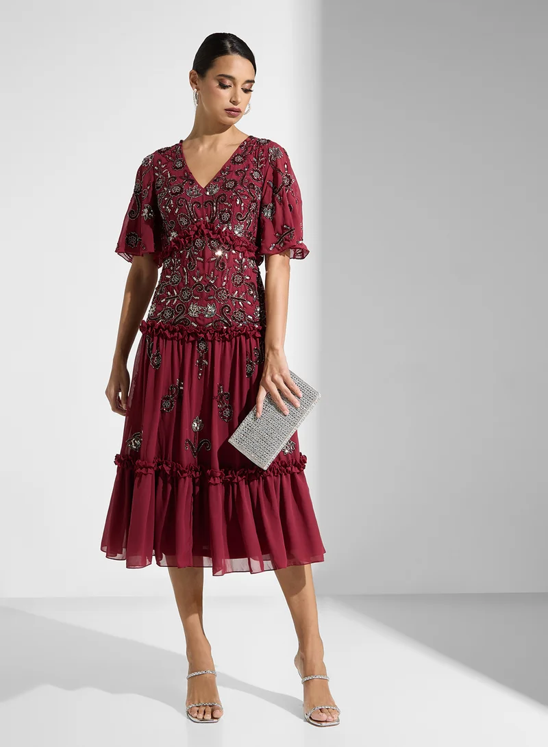 فروك اند فرل Embellished Ruffle Dress