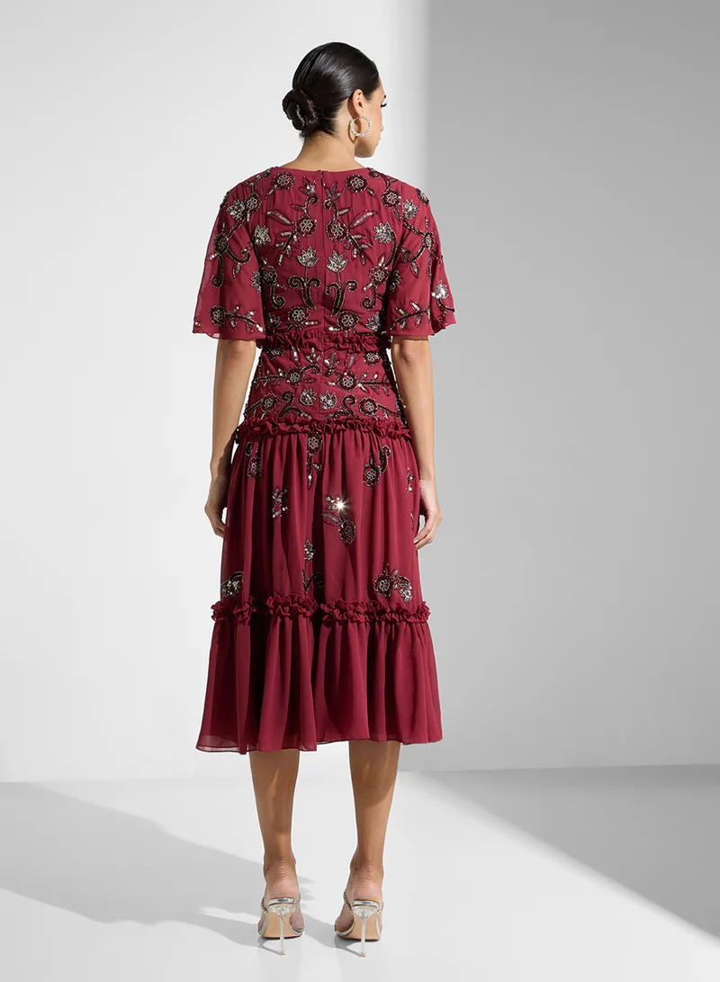 فروك اند فرل Embellished Ruffle Dress