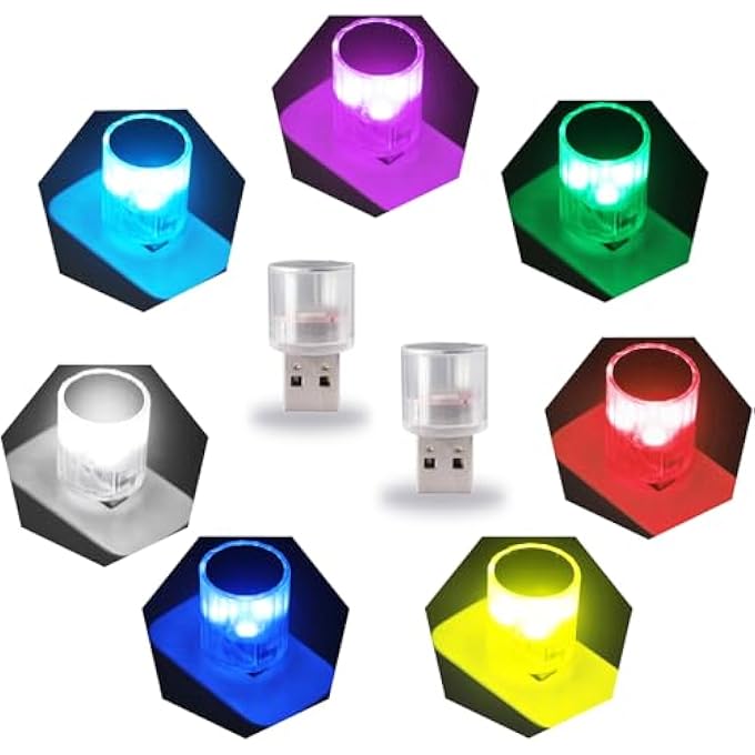 KASTWAVE Usb Led Car Interior Lights 2Piece Multicolor Mini Night Lamps For Car Decoration Universal Led Atmosphere Lights For Vehicle Interiors - Image 1
