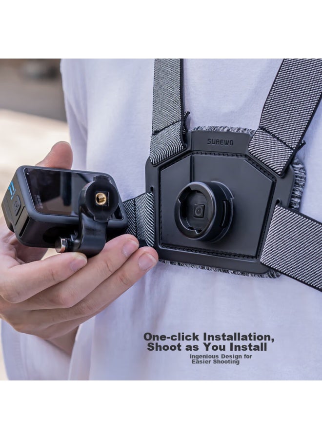 Surewo Quick-release Chest Strap For Dji, Gopro Action Cameras, Action 5 Pro Chest Mount, Acepro 2 Cycling Chest Strap, Osmo Action 5 4 3 Accessories - Image 3