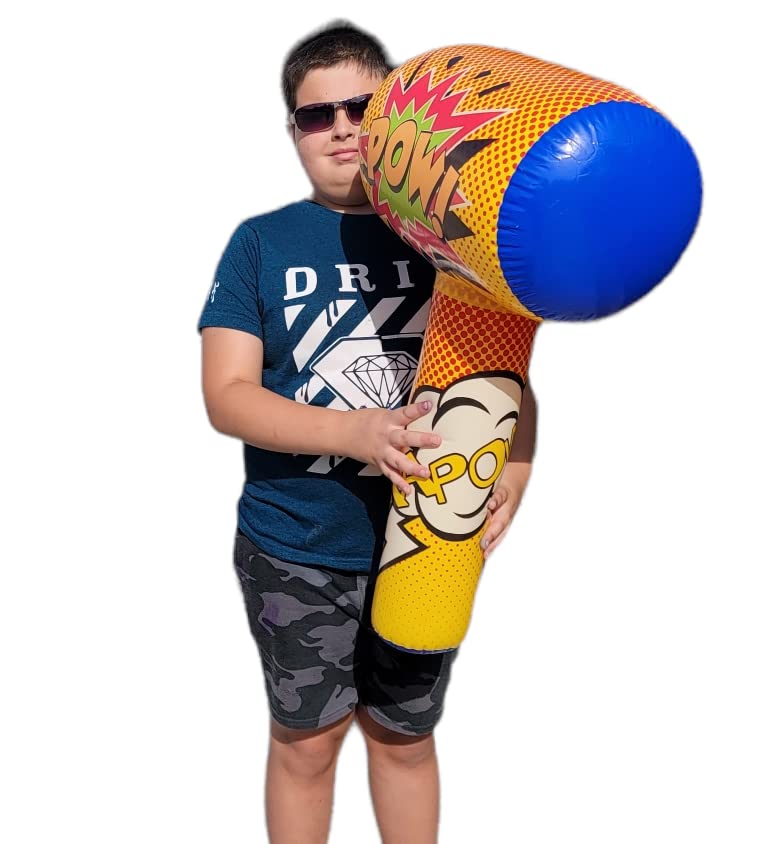 AMERICAN WIT Huge Super Hero Inflatable Bopper 30 x 17 Suprehero Inflate Hammer Mullet for Play Fights and Action 2 Pack - Image 1