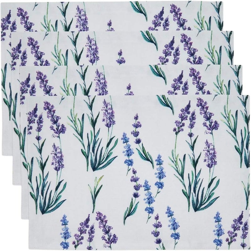 Fennco Styles Fennco Styles Garden Lavender Print Placemats 13 x 19 Inch Set of 4  Delicate Floral Table Mats for Home Dining Room Dcor Banquets Indoor  Outdoor Event and Special Occasion  - Image 1