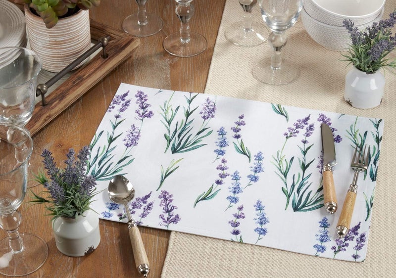 Fennco Styles Fennco Styles Garden Lavender Print Placemats 13 x 19 Inch Set of 4  Delicate Floral Table Mats for Home Dining Room Dcor Banquets Indoor  Outdoor Event and Special Occasion  - Image 4