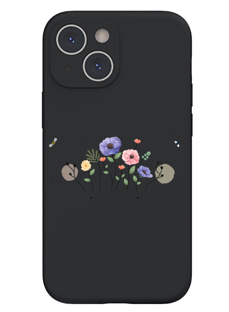 Theodor Protective Slim Fit Case Liquid Silicone Cover with Full Body Protection Anti-Scratch Shockproof Case For iPhone 13 Black  - FORZA283 peace copy  - Image 1